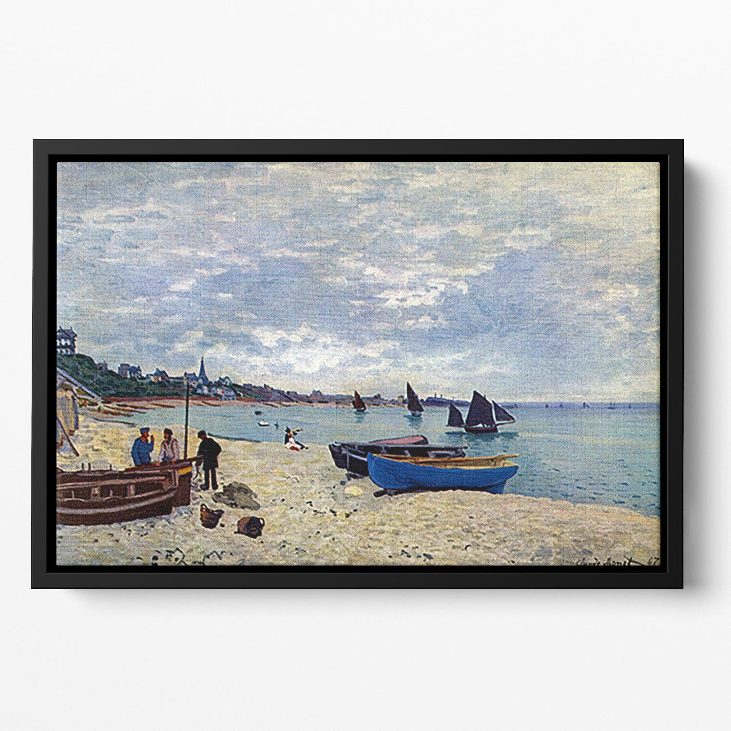 The Beach at Sainte Adresse 2 by Monet Floating Framed Canvas