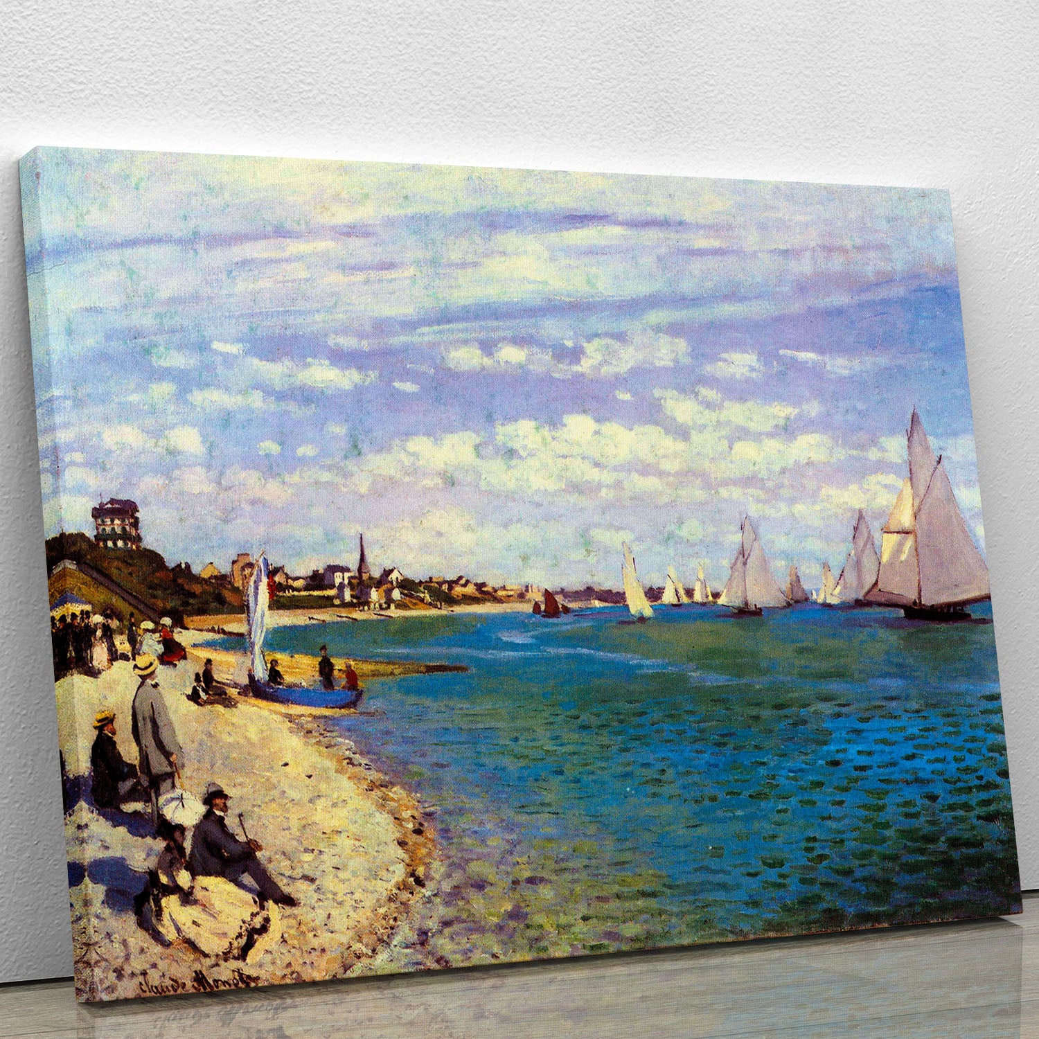 The Beach at Sainte Adresse by Monet Canvas Print or Poster - Canvas Art Rocks - 1
