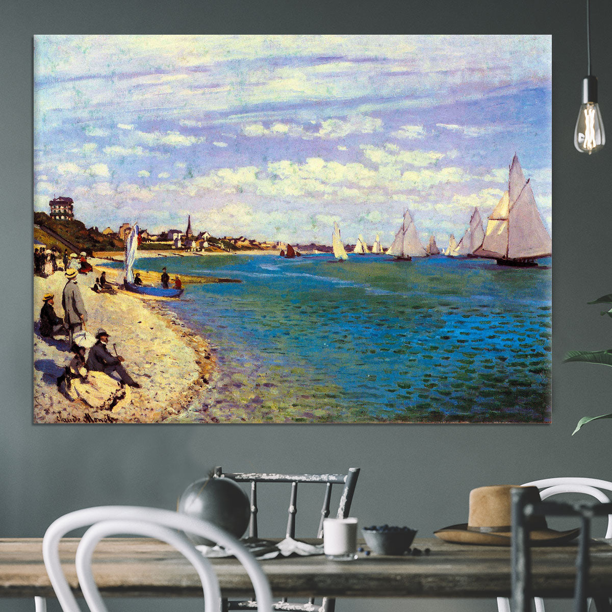 The Beach at Sainte Adresse by Monet Canvas Print or Poster - Canvas Art Rocks - 3