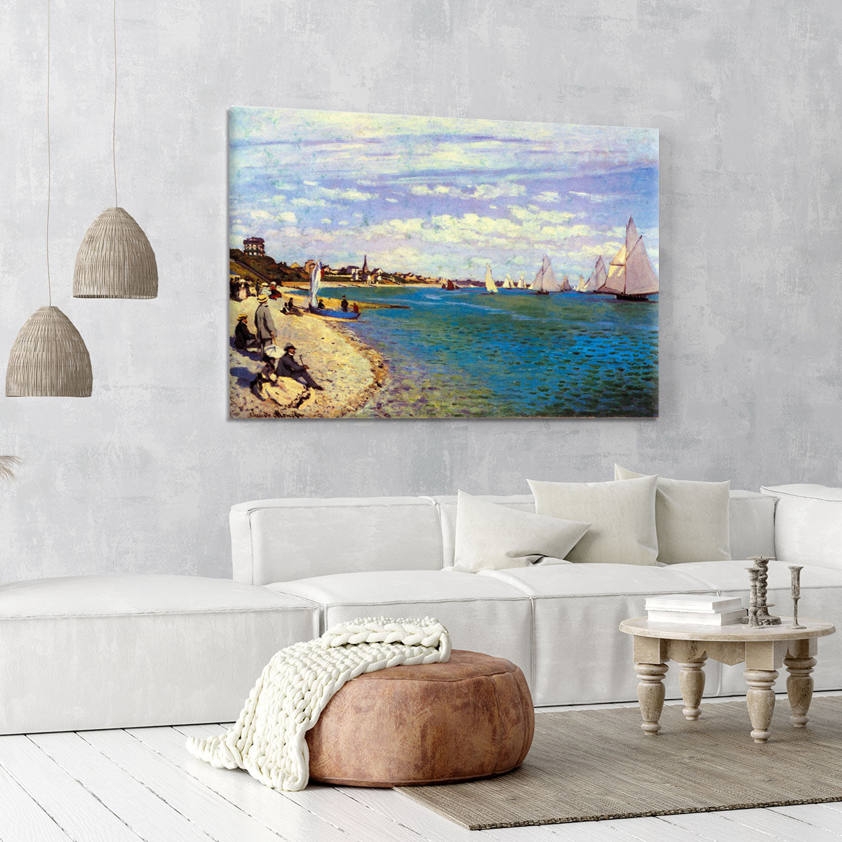 The Beach at Sainte Adresse by Monet Canvas Print or Poster - Canvas Art Rocks - 6