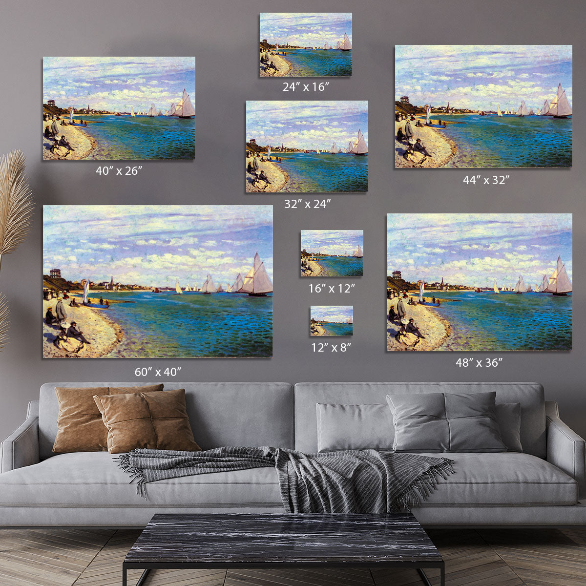 The Beach at Sainte Adresse by Monet Canvas Print or Poster - Canvas Art Rocks - 7