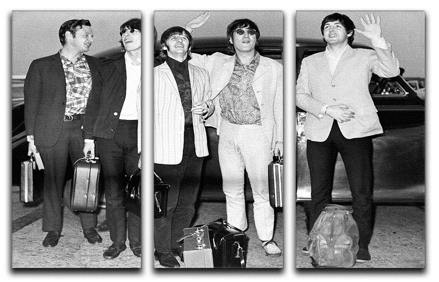 The Beatles and Brian Epstein at London Airport 3 Split Panel Canvas Print - Canvas Art Rocks - 1