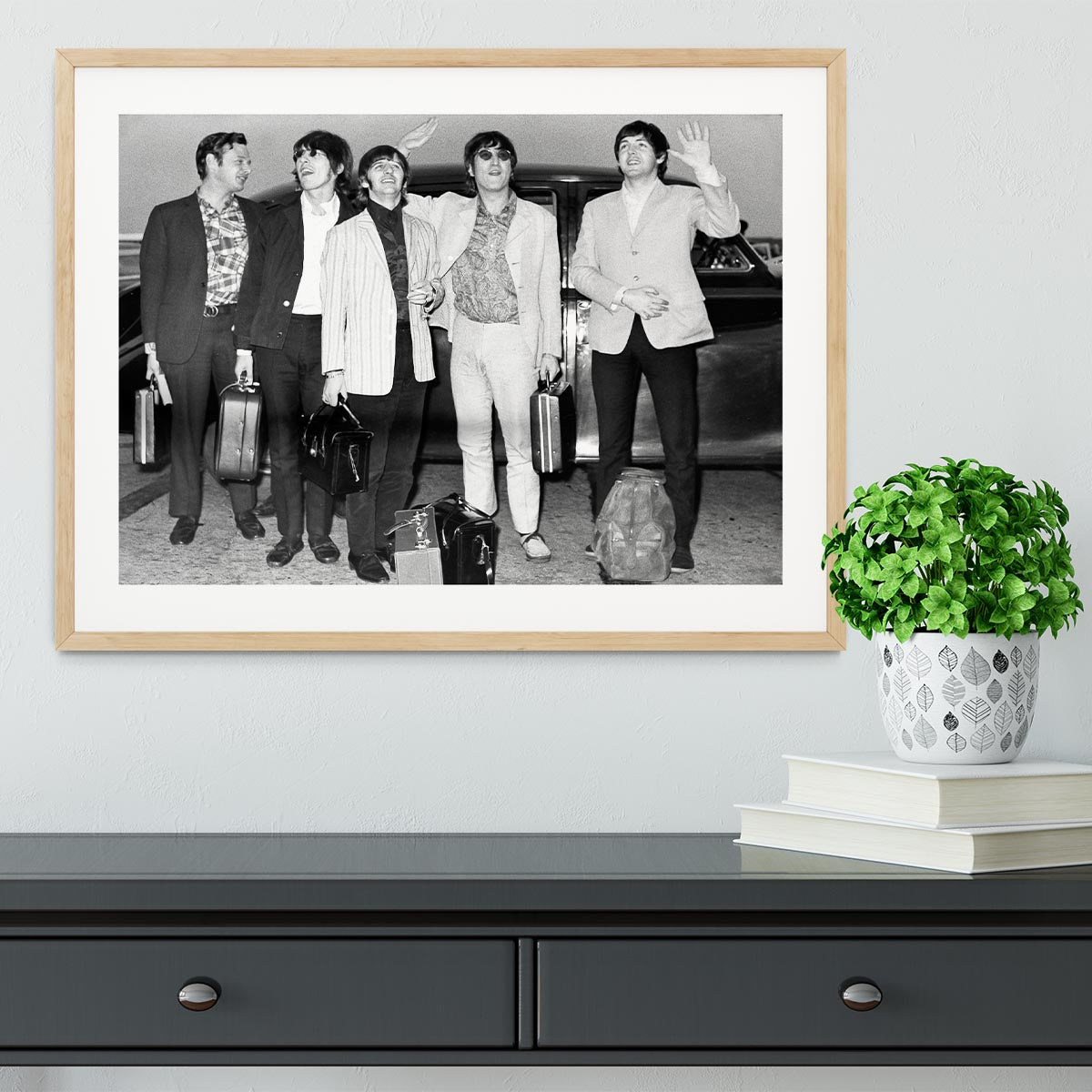 The Beatles and Brian Epstein at London Airport Framed Print - Canvas Art Rocks - 3