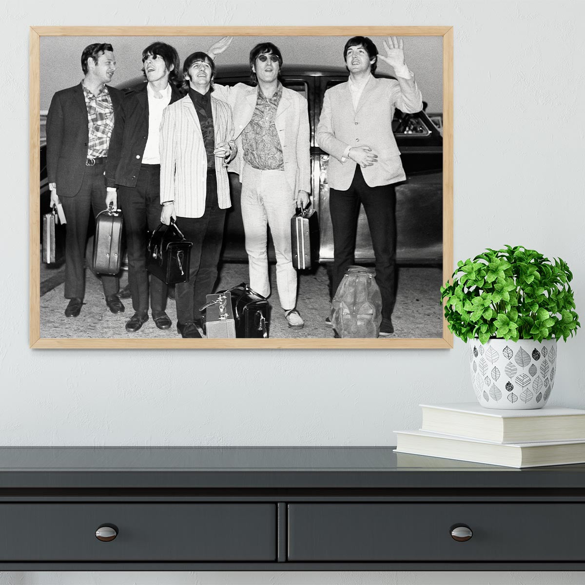 The Beatles and Brian Epstein at London Airport Framed Print - Canvas Art Rocks - 4