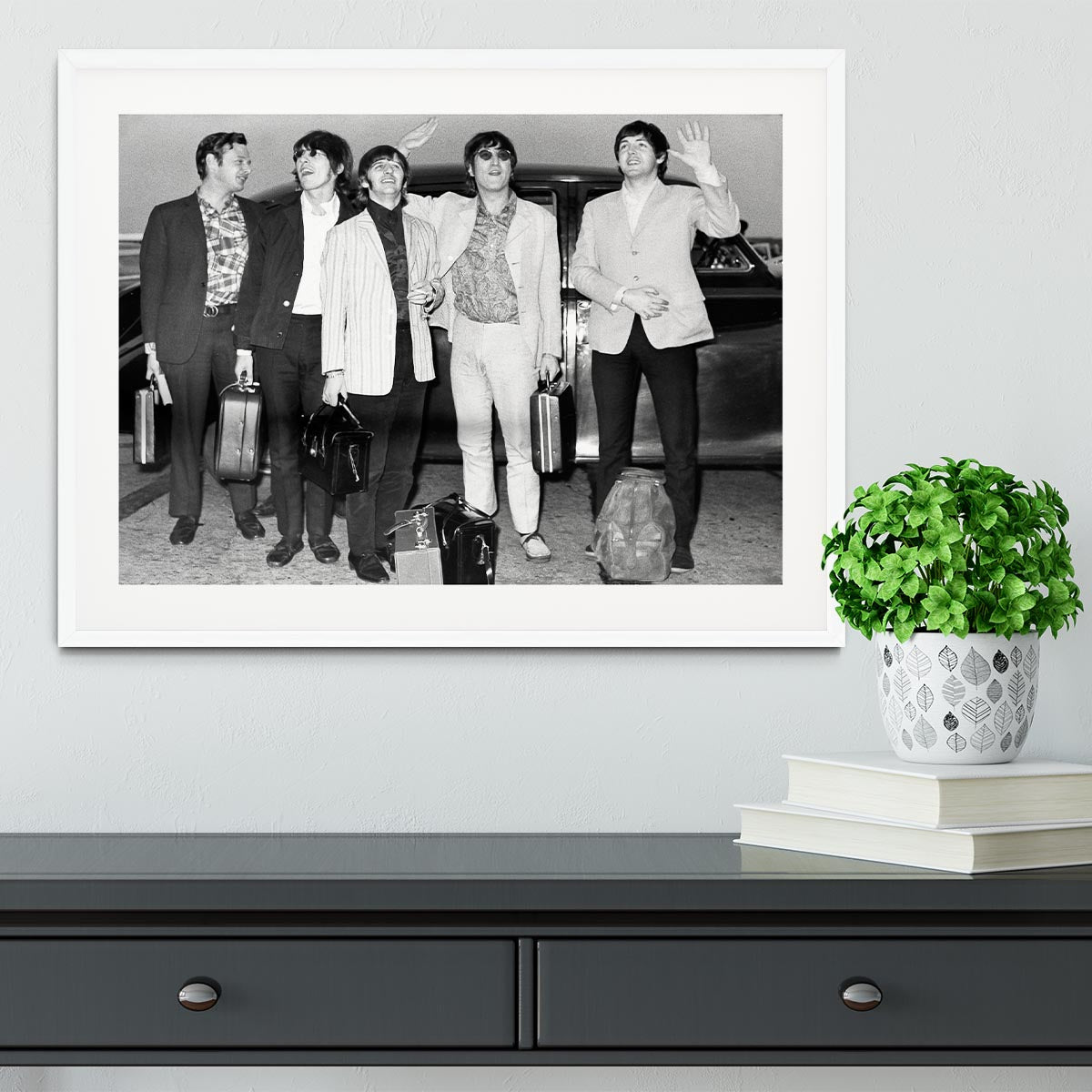 The Beatles and Brian Epstein at London Airport Framed Print - Canvas Art Rocks - 5