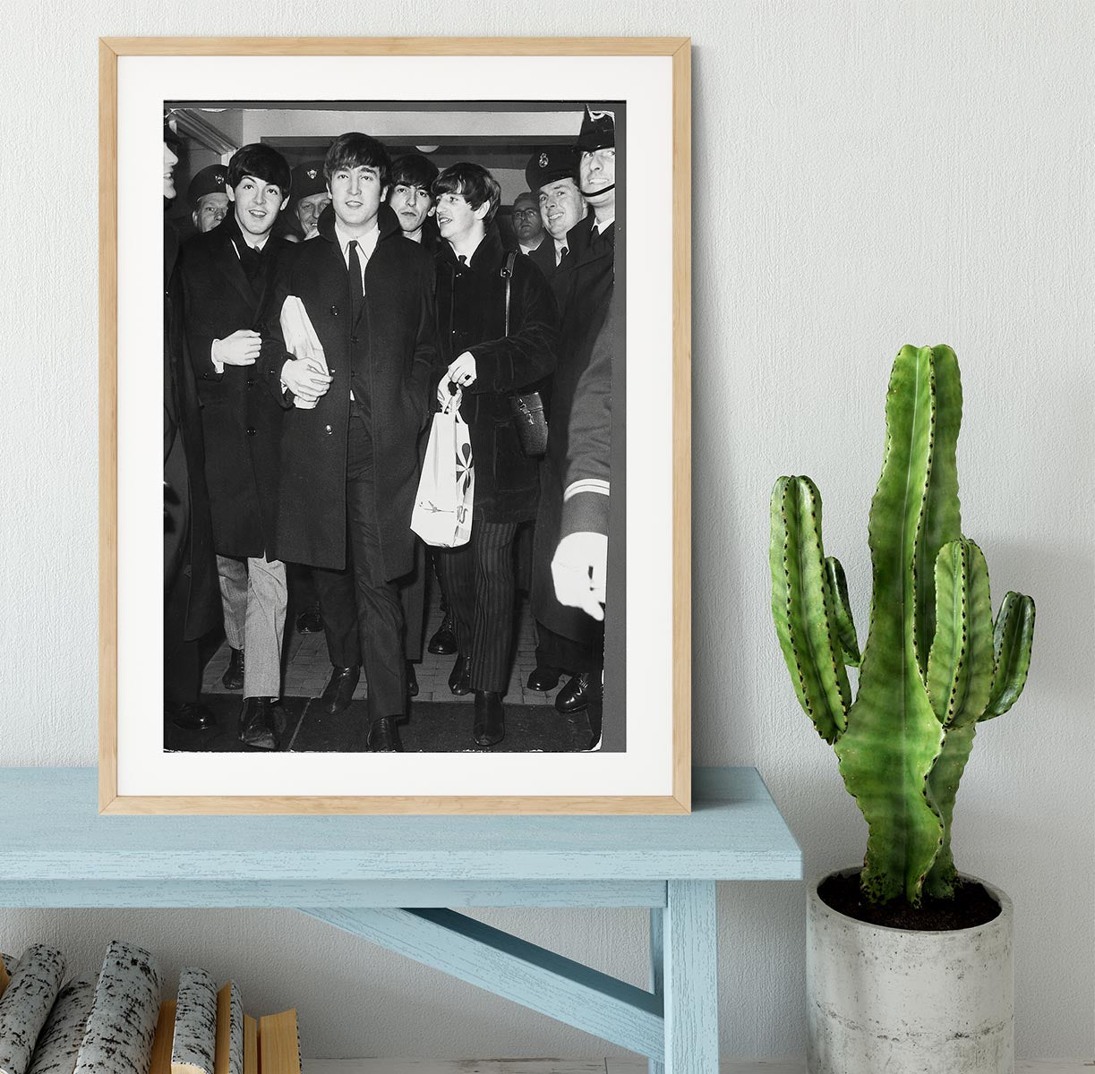 The Beatles arrive at London Airport Framed Print - Canvas Art Rocks - 3