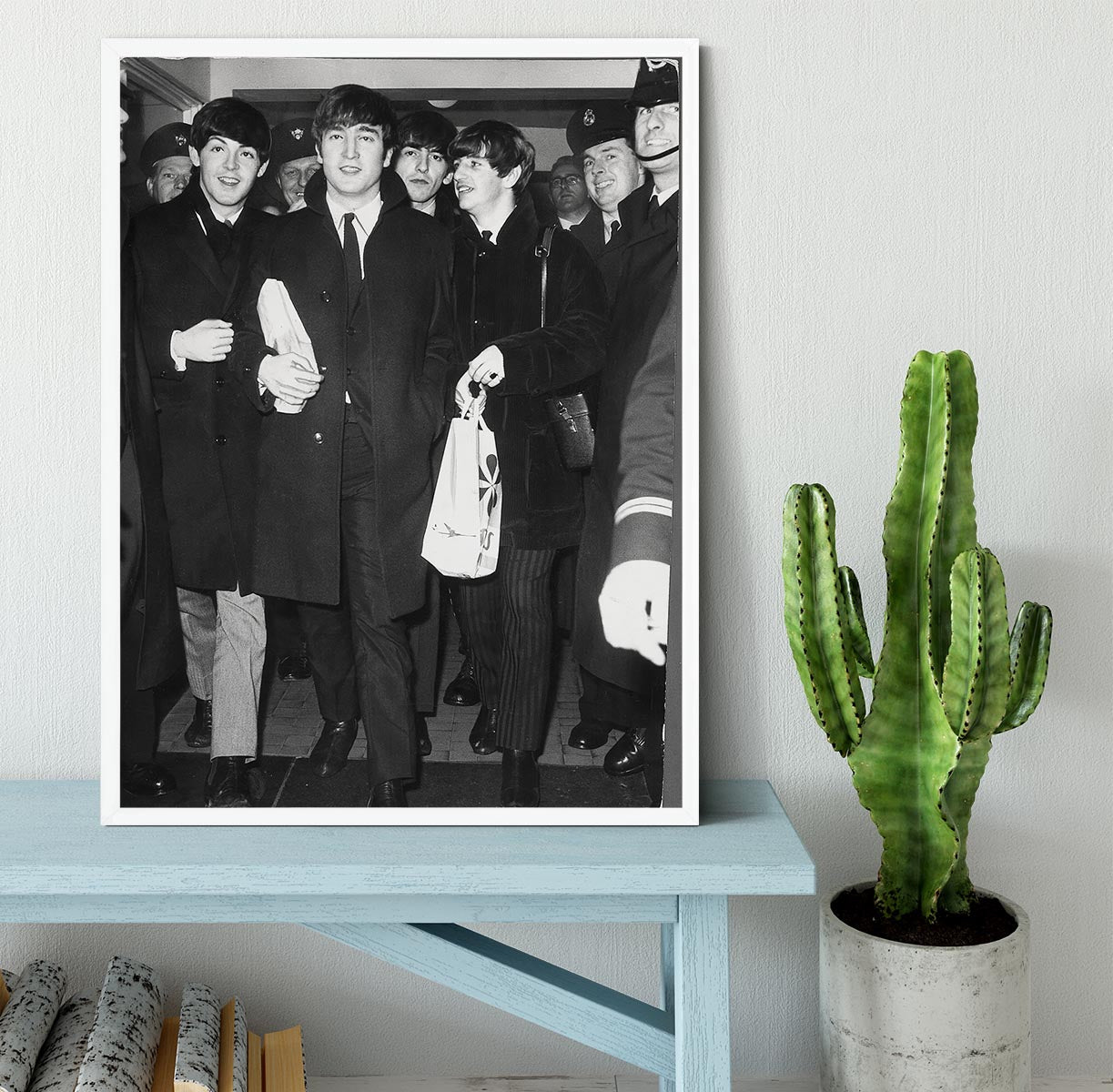 The Beatles arrive at London Airport Framed Print - Canvas Art Rocks -6