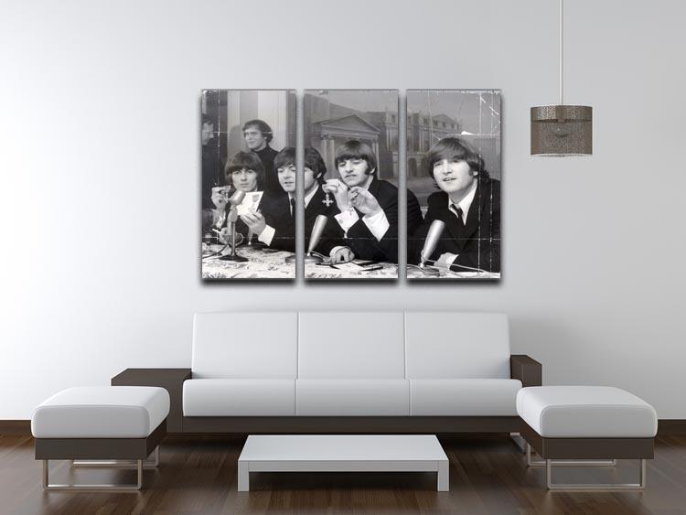 The Beatles at a press conference with their MBEs 3 Split Panel Canvas Print - Canvas Art Rocks - 3