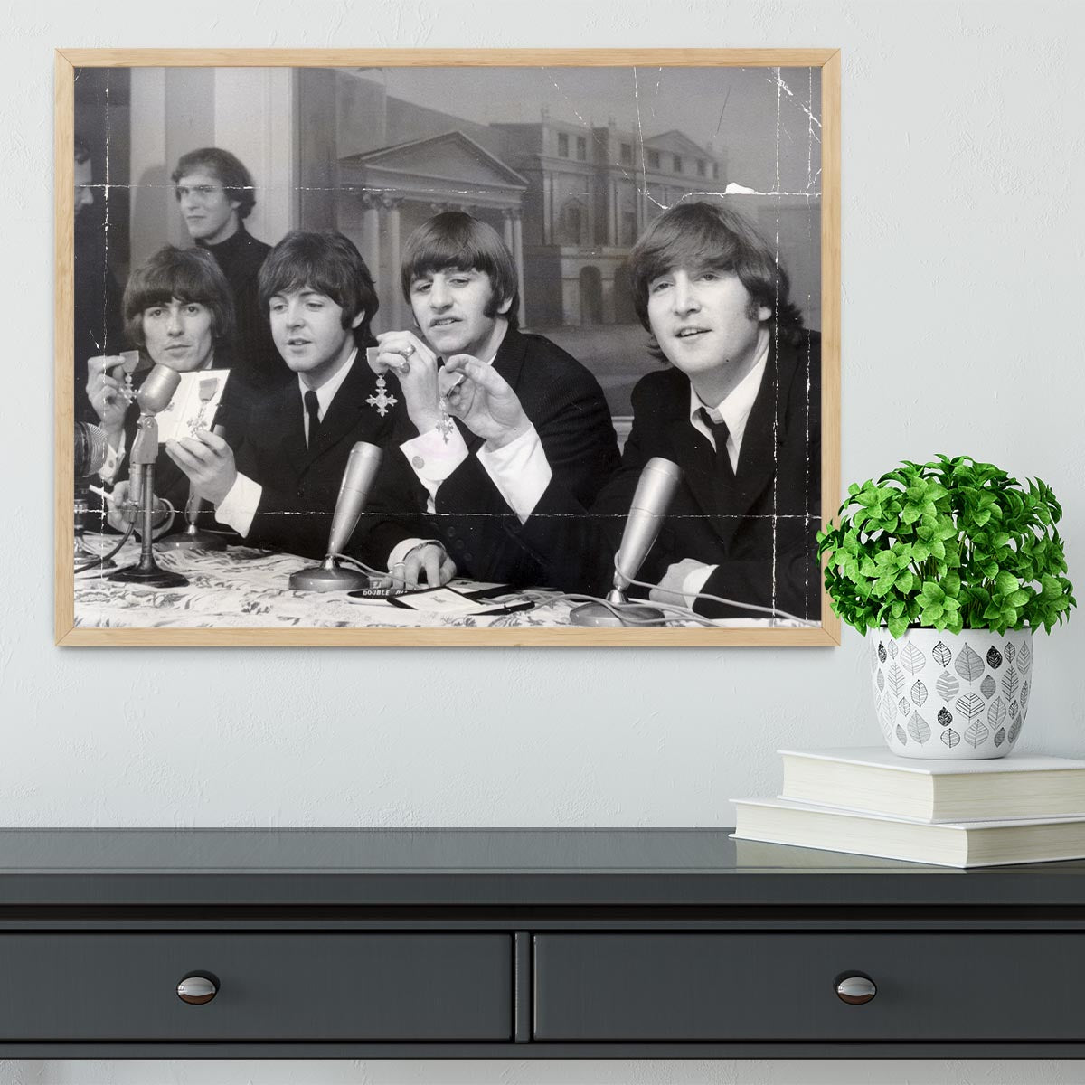 The Beatles at a press conference with their MBEs Framed Print - Canvas Art Rocks - 4