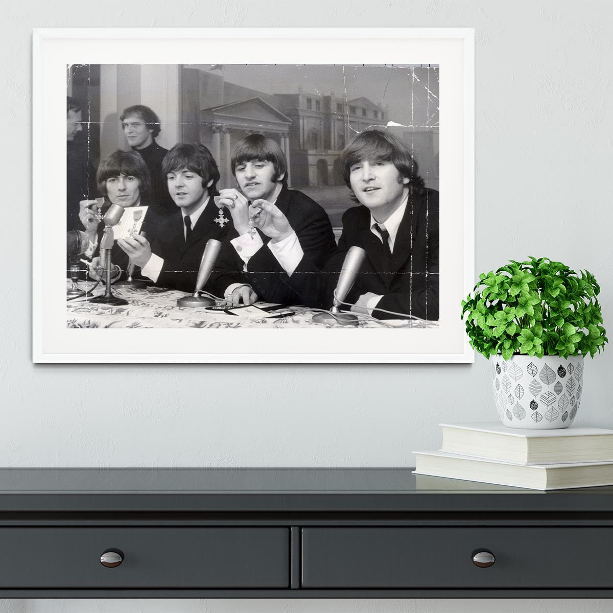 The Beatles at a press conference with their MBEs Framed Print - Canvas Art Rocks - 5