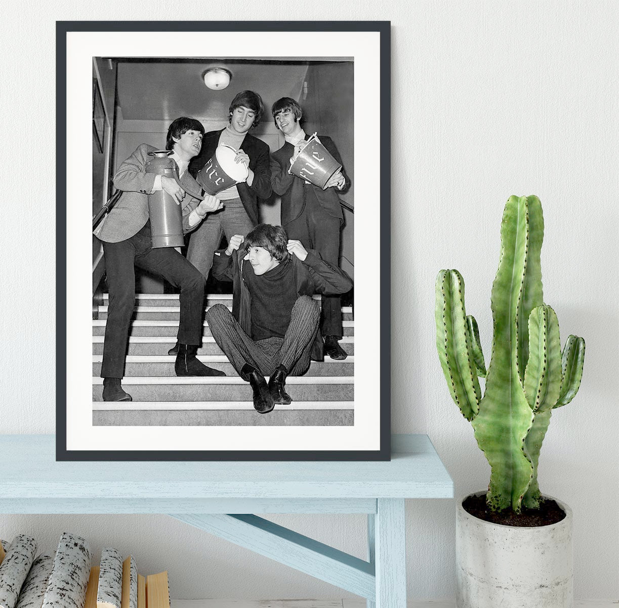 The Beatles backstage at the Liverpool Empire Framed Print - Canvas Art Rocks - 1