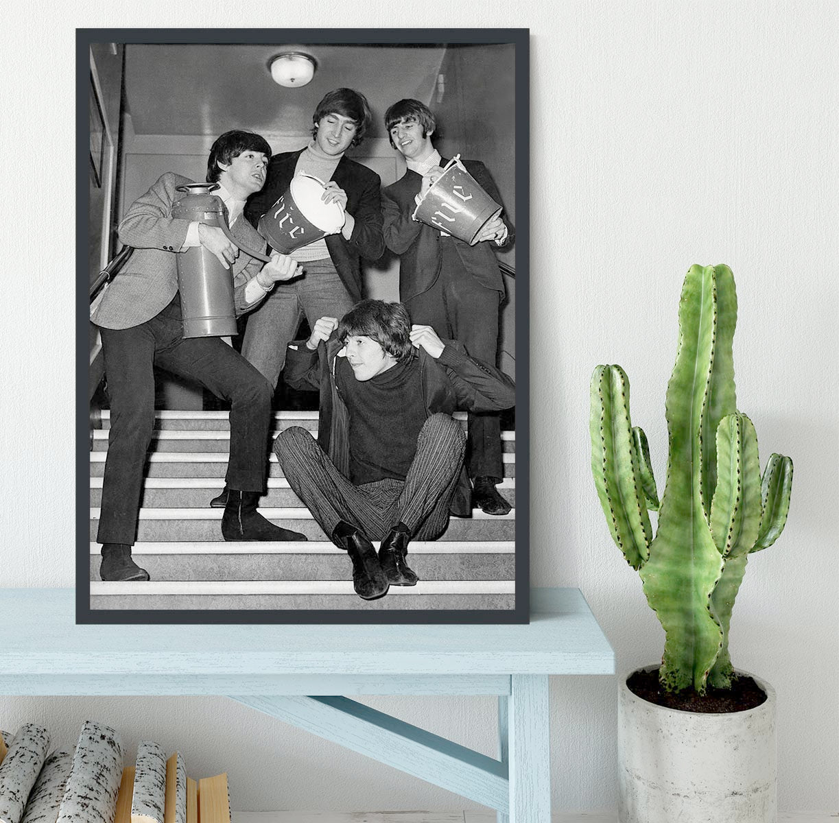 The Beatles backstage at the Liverpool Empire Framed Print - Canvas Art Rocks - 2