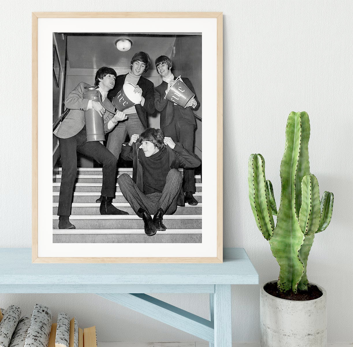 The Beatles backstage at the Liverpool Empire Framed Print - Canvas Art Rocks - 3