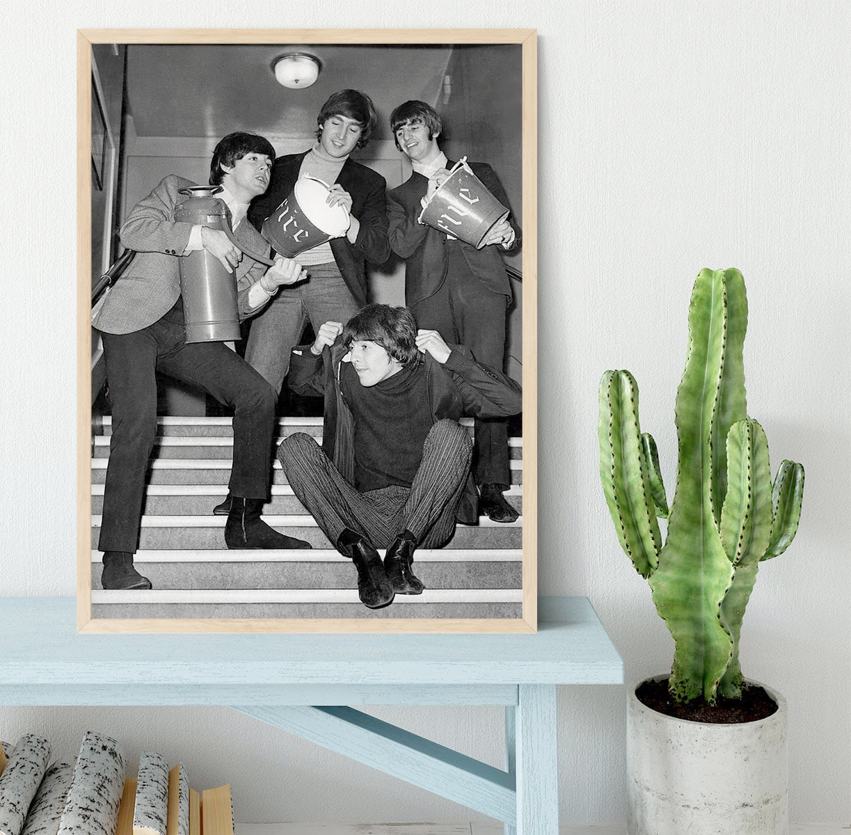 The Beatles backstage at the Liverpool Empire Framed Print - Canvas Art Rocks - 4