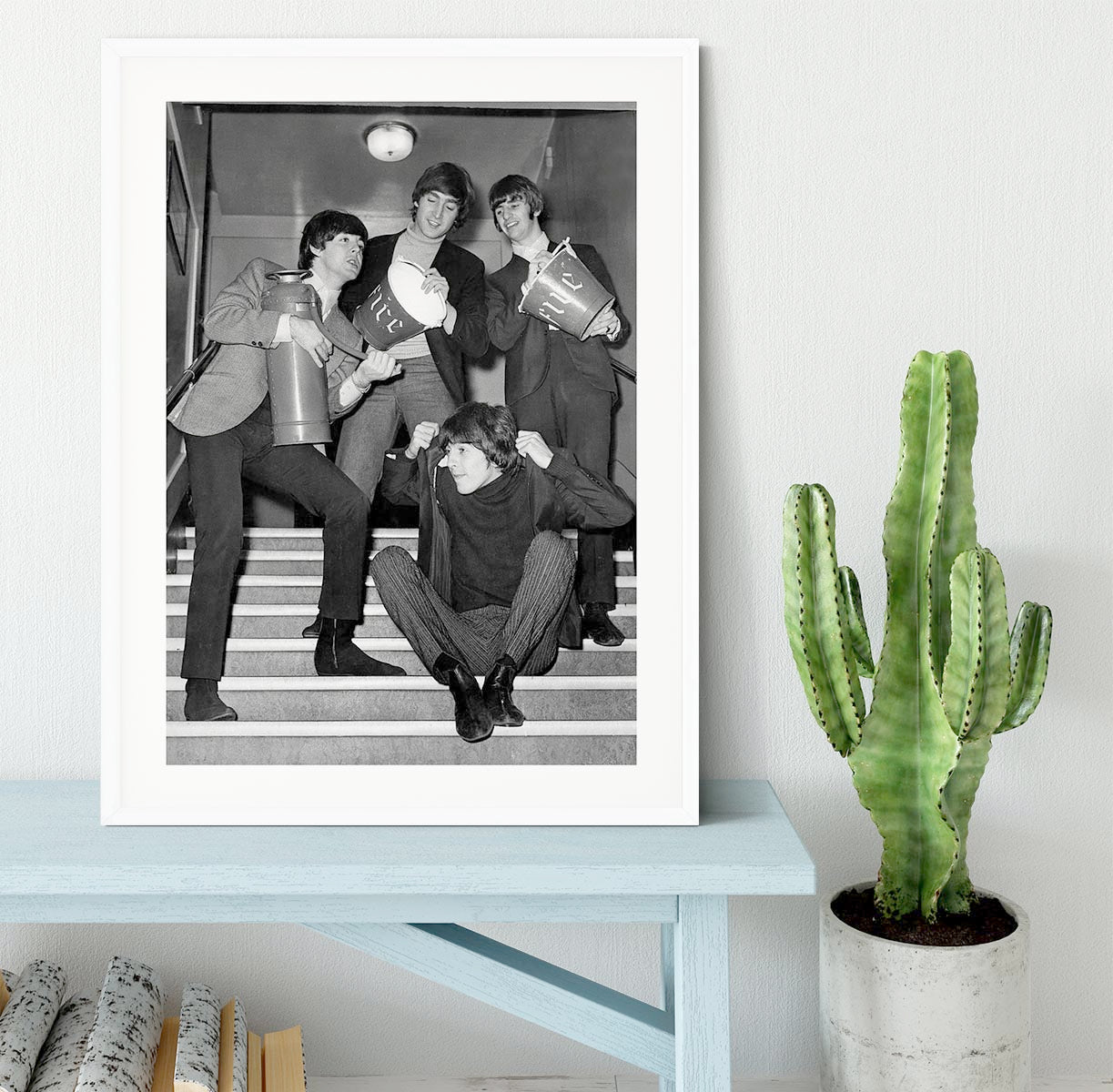 The Beatles backstage at the Liverpool Empire Framed Print - Canvas Art Rocks - 5
