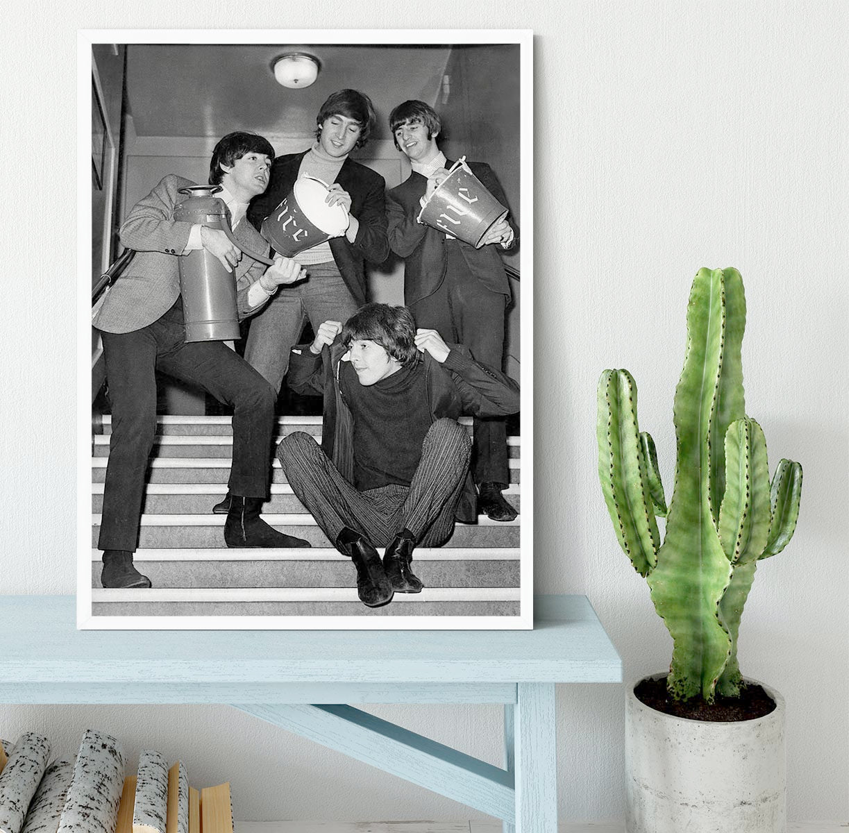 The Beatles backstage at the Liverpool Empire Framed Print - Canvas Art Rocks -6