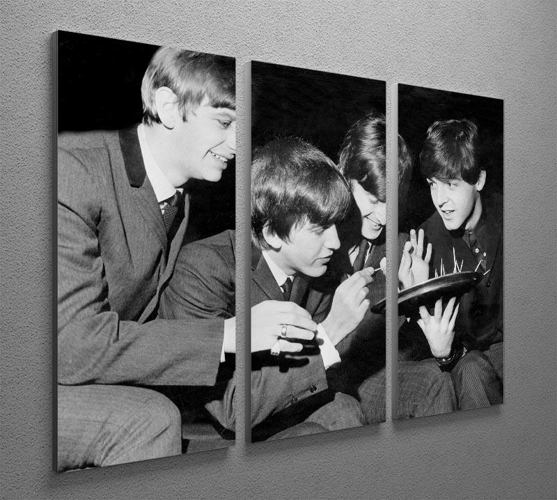 The Beatles before going on stage 3 Split Panel Canvas Print - Canvas Art Rocks - 2