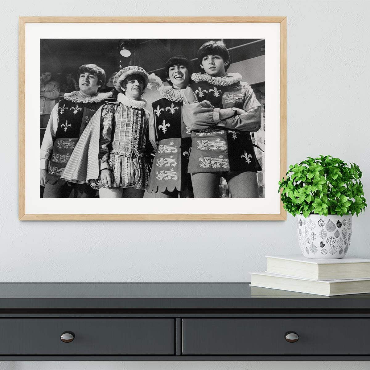 The Beatles dressed in Elizabethan costume for a TV show Framed Print - Canvas Art Rocks - 3