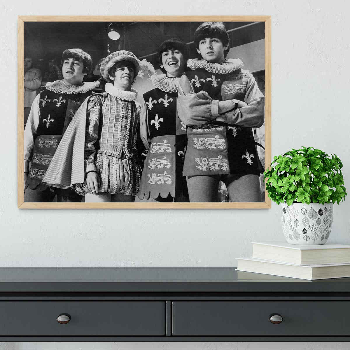 The Beatles dressed in Elizabethan costume for a TV show Framed Print - Canvas Art Rocks - 4