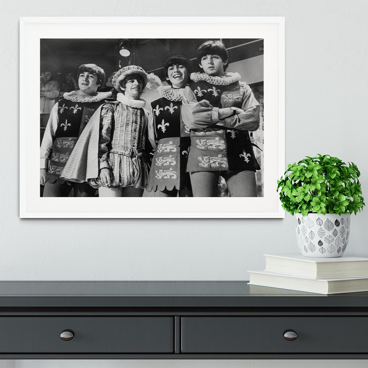 The Beatles dressed in Elizabethan costume for a TV show Framed Print - Canvas Art Rocks - 5