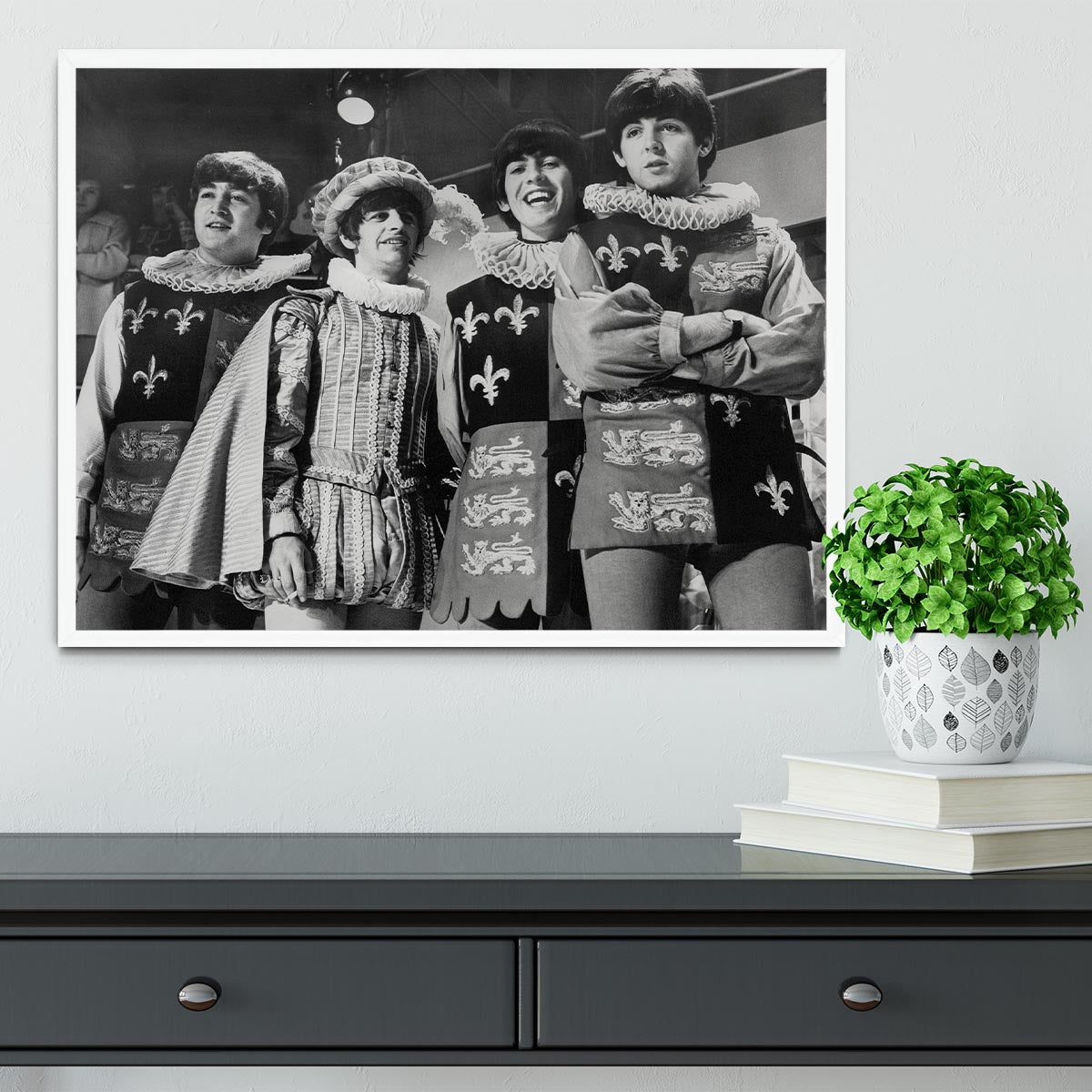 The Beatles dressed in Elizabethan costume for a TV show Framed Print - Canvas Art Rocks -6
