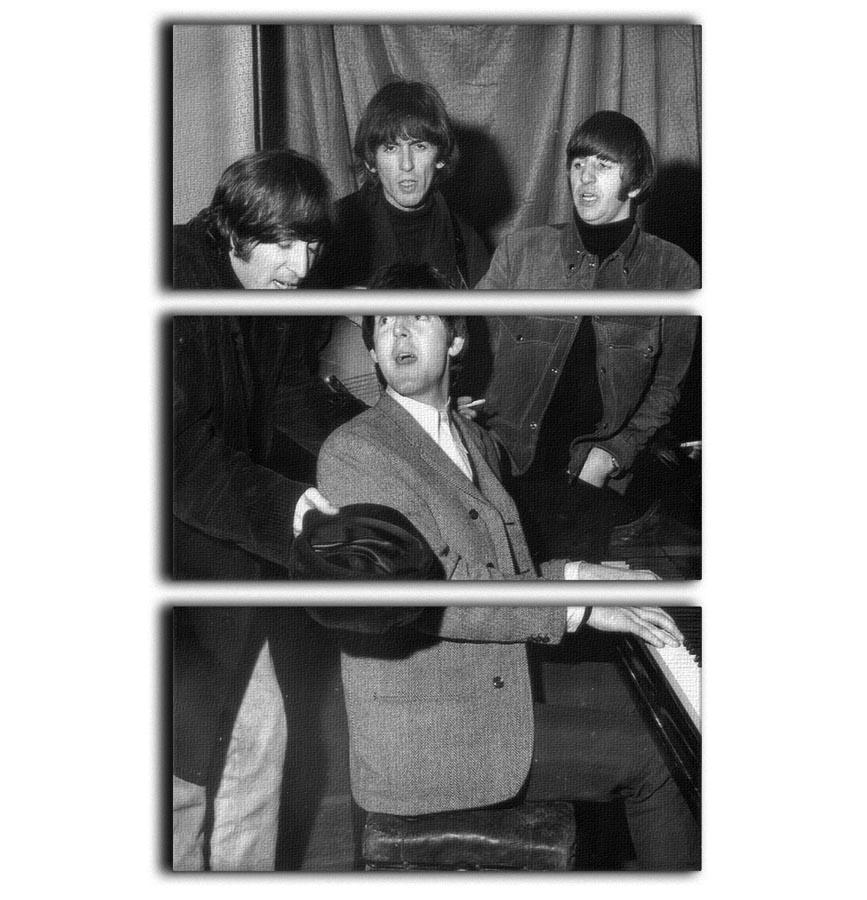 The Beatles gathered round a piano 3 Split Panel Canvas Print - Canvas Art Rocks - 1