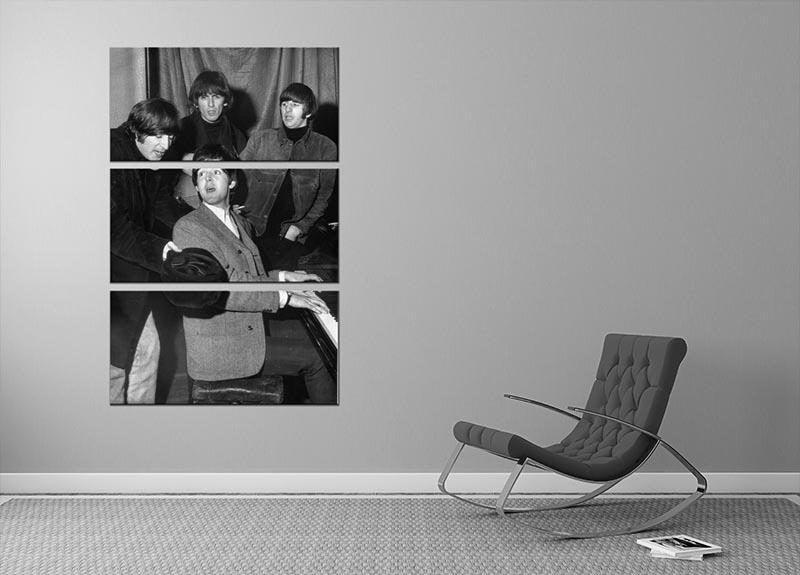 The Beatles gathered round a piano 3 Split Panel Canvas Print - Canvas Art Rocks - 2