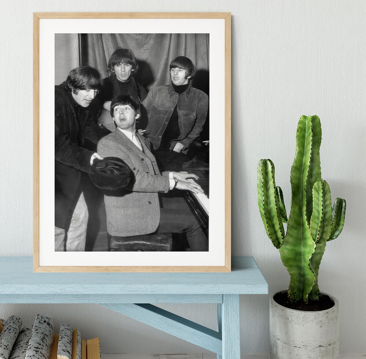 The Beatles gathered round a piano Framed Print - Canvas Art Rocks - 3