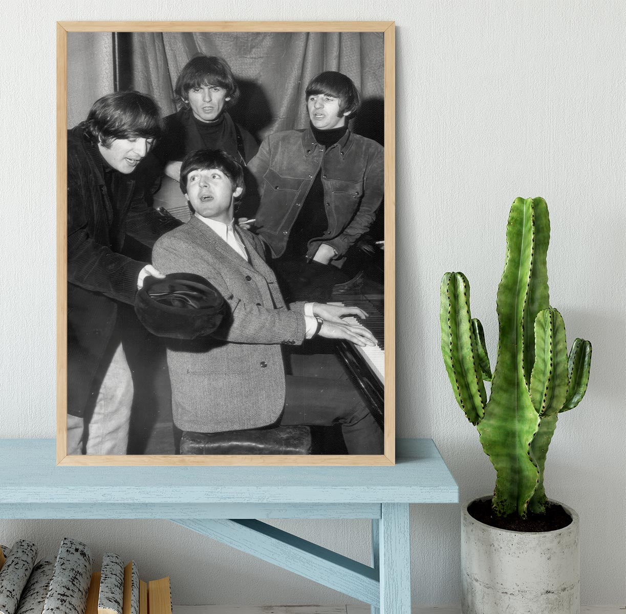 The Beatles gathered round a piano Framed Print - Canvas Art Rocks - 4