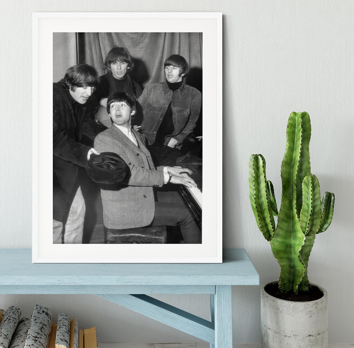 The Beatles gathered round a piano Framed Print - Canvas Art Rocks - 5