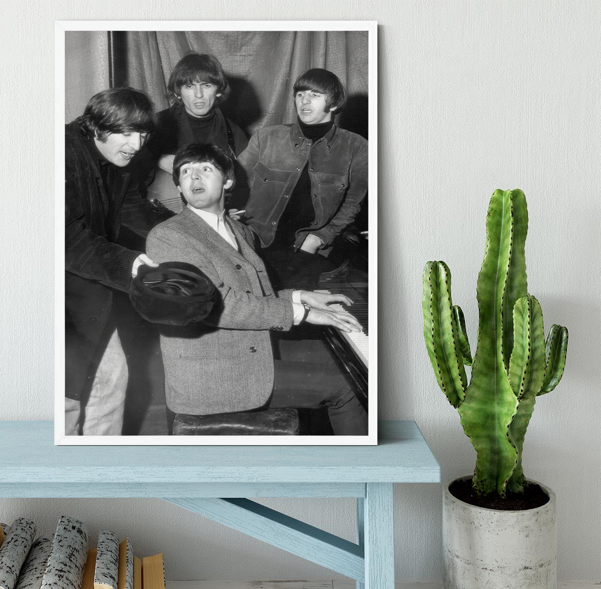 The Beatles gathered round a piano Framed Print - Canvas Art Rocks -6