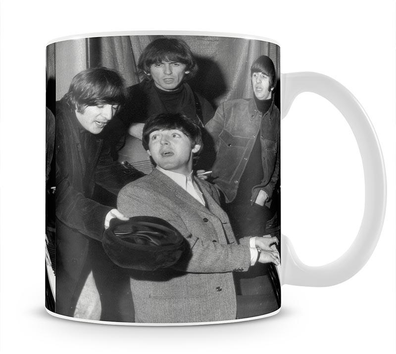 The Beatles gathered round a piano Mug - Canvas Art Rocks - 1