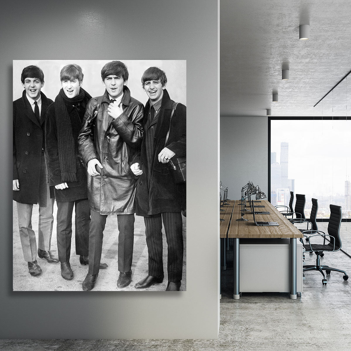 The Beatles in overcoats in 1963 Canvas Print or Poster - Canvas Art Rocks - 3