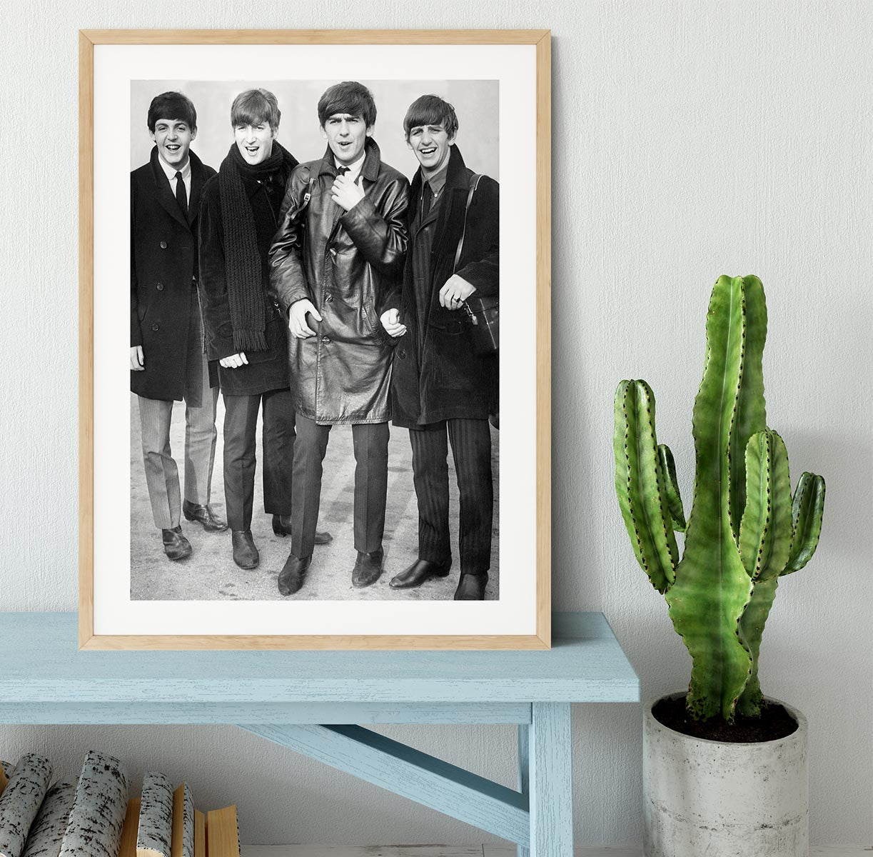 The Beatles in overcoats in 1963 Framed Print - Canvas Art Rocks - 3