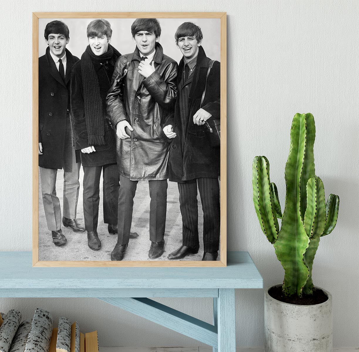 The Beatles in overcoats in 1963 Framed Print - Canvas Art Rocks - 4