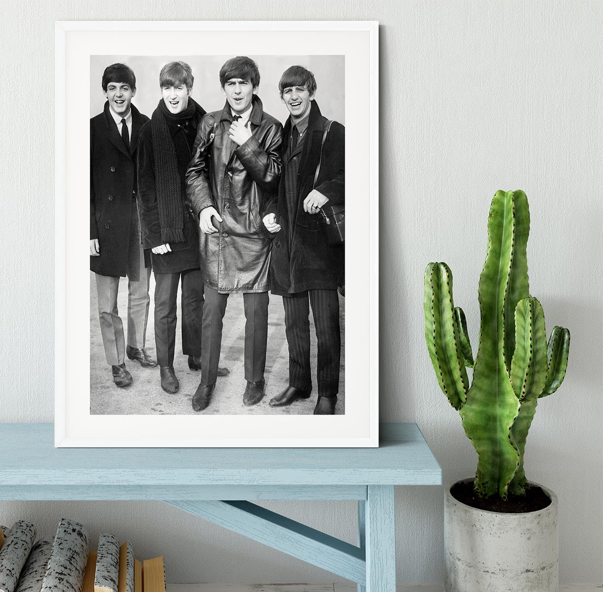 The Beatles in overcoats in 1963 Framed Print - Canvas Art Rocks - 5