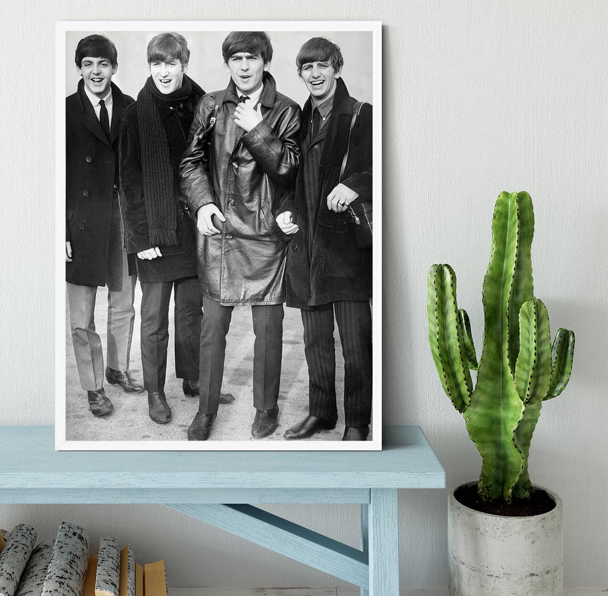 The Beatles in overcoats in 1963 Framed Print - Canvas Art Rocks -6