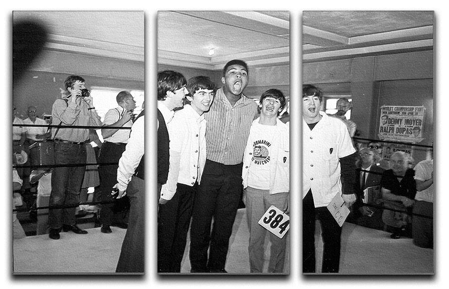 The Beatles meet Muhammad Ali 3 Split Panel Canvas Print - Canvas Art Rocks - 1