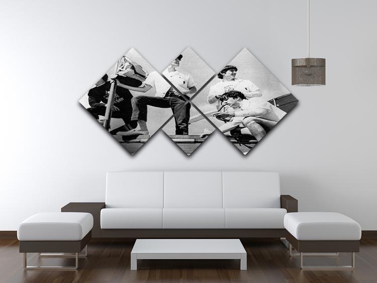 The Beatles on board a yacht 4 Square Multi Panel Canvas - Canvas Art Rocks - 3