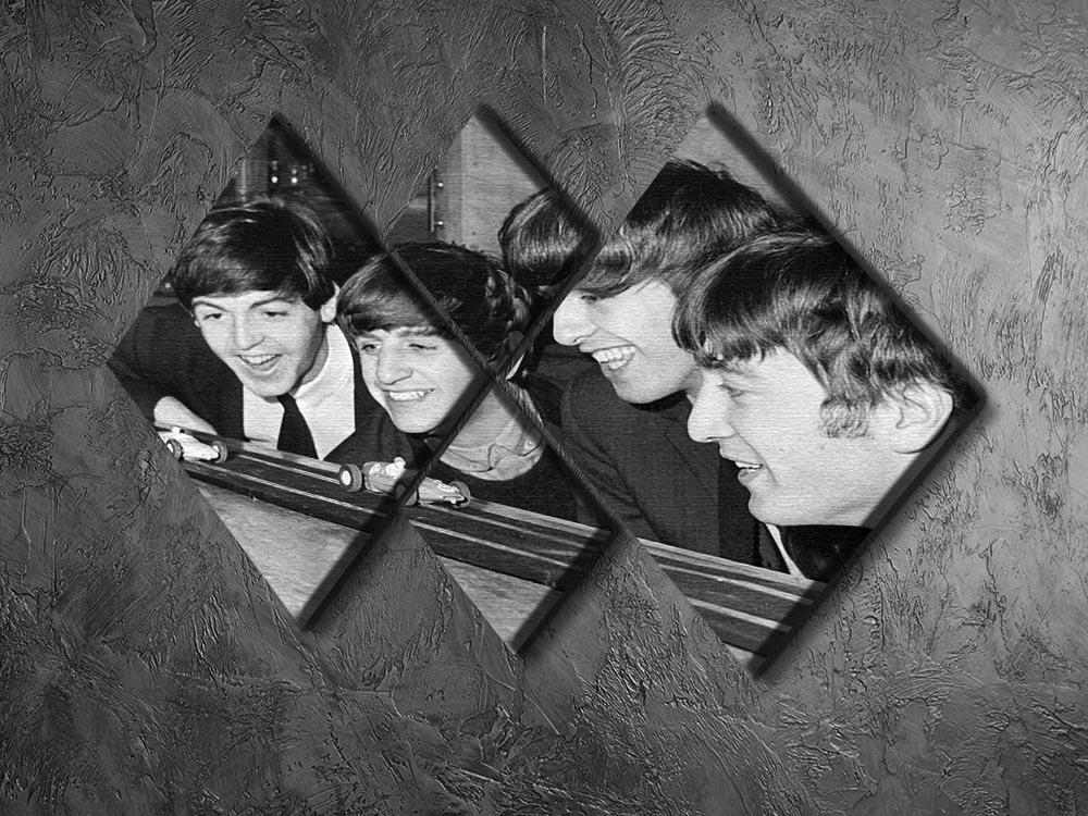 The Beatles play with toy racing cars 4 Square Multi Panel Canvas - Canvas Art Rocks - 2