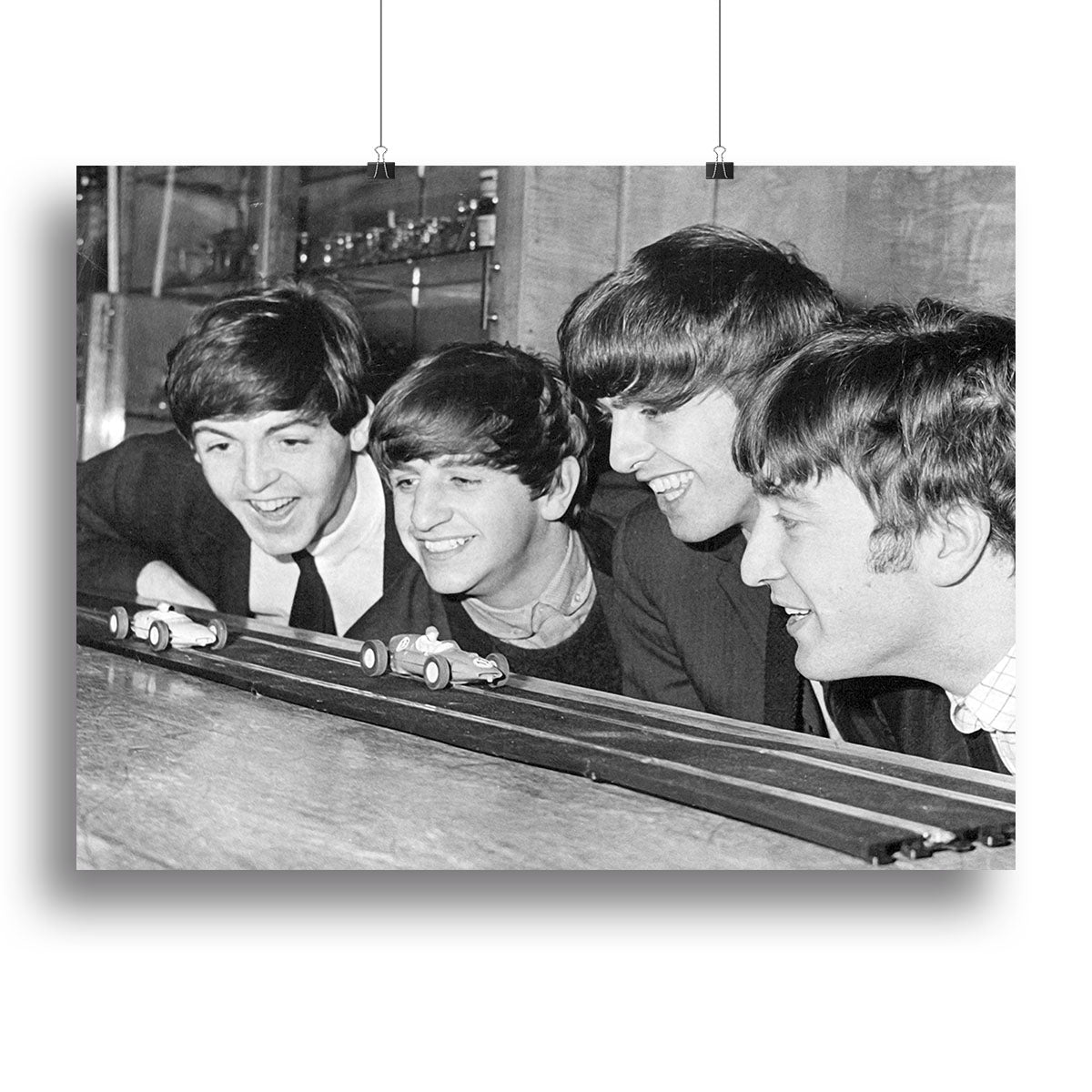 The Beatles play with toy racing cars Canvas Print or Poster - Canvas Art Rocks - 2