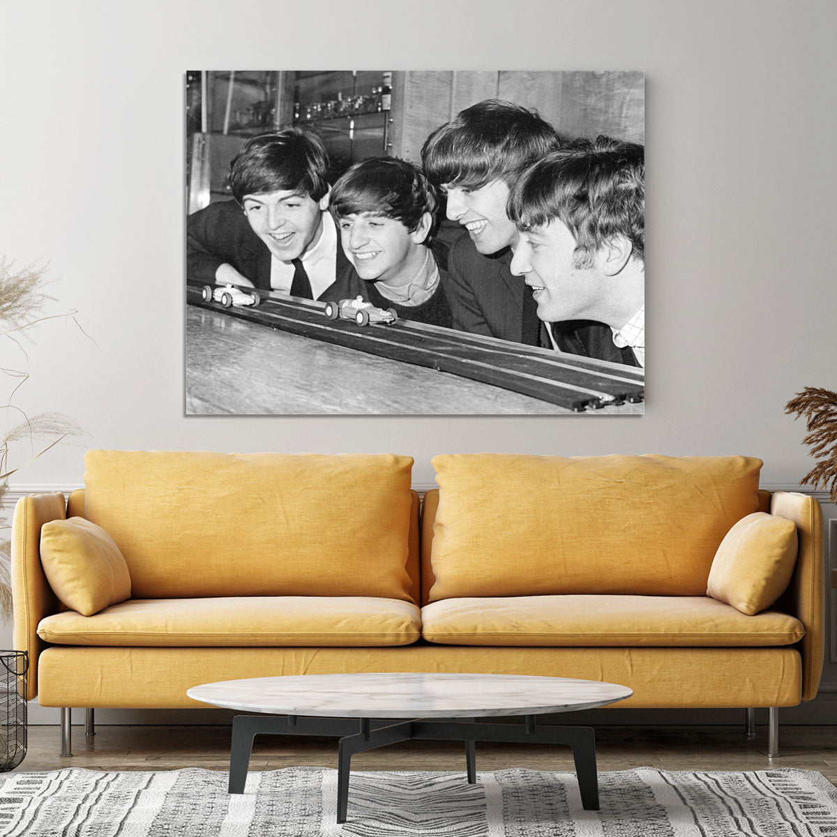 The Beatles play with toy racing cars Canvas Print or Poster - Canvas Art Rocks - 4