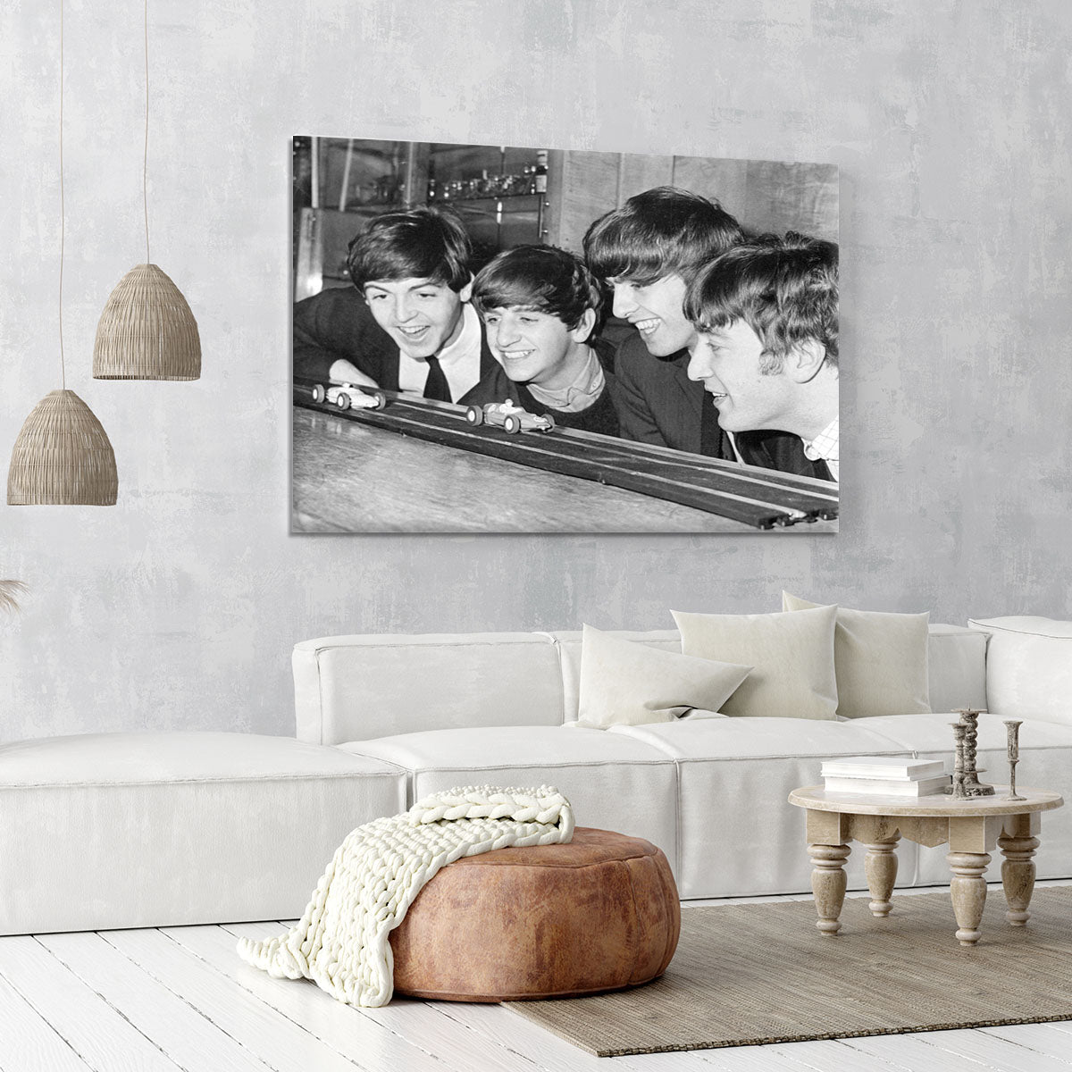 The Beatles play with toy racing cars Canvas Print or Poster - Canvas Art Rocks - 6