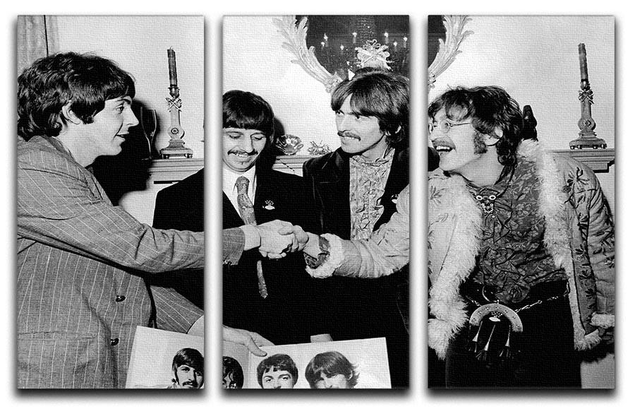 The Beatles shaking hands in 1967 3 Split Panel Canvas Print - Canvas Art Rocks - 1