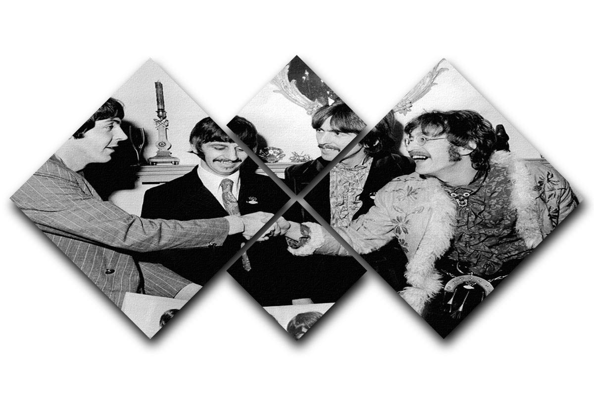 The Beatles shaking hands in 1967 4 Square Multi Panel Canvas  - Canvas Art Rocks - 1