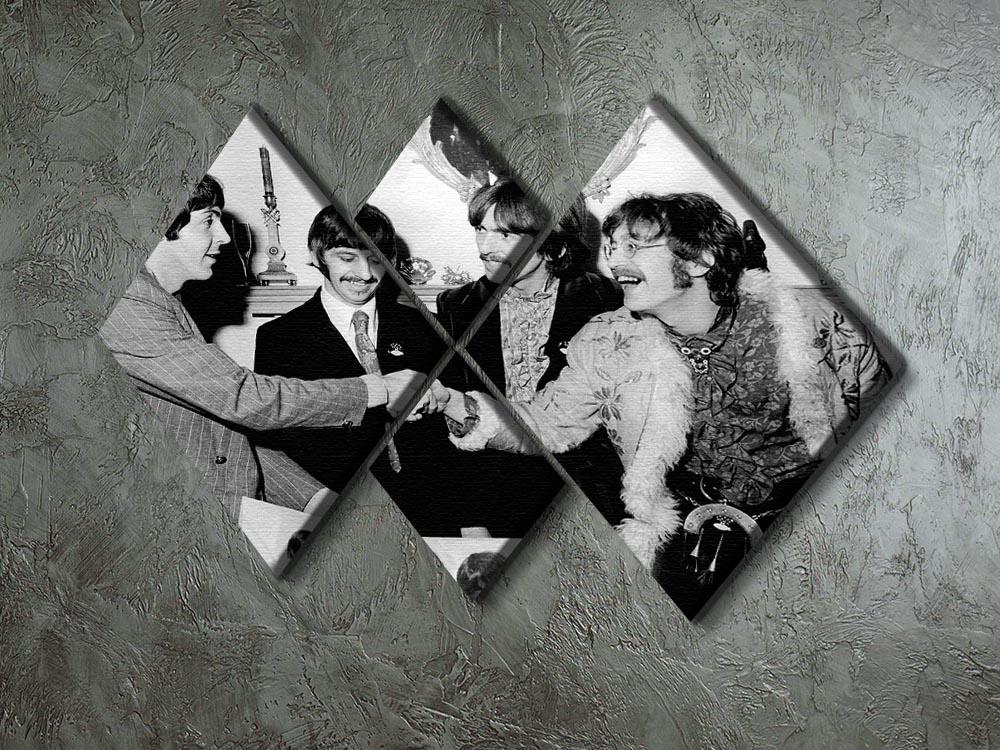 The Beatles shaking hands in 1967 4 Square Multi Panel Canvas - Canvas Art Rocks - 2