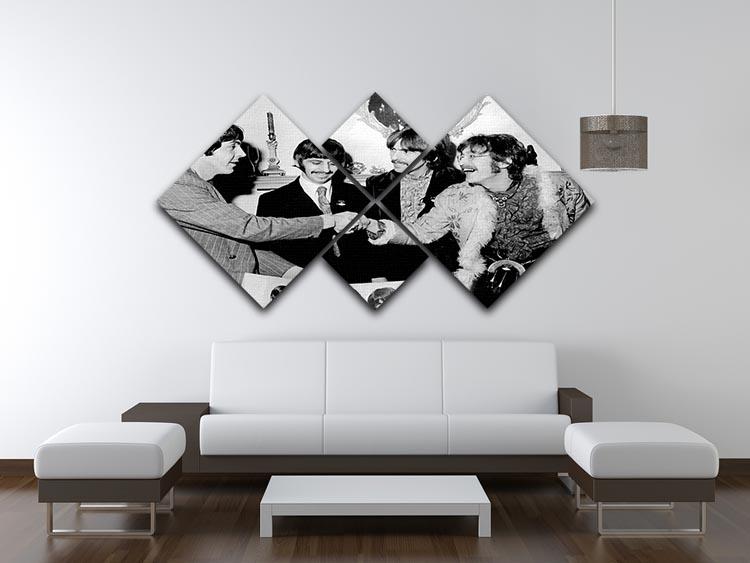 The Beatles shaking hands in 1967 4 Square Multi Panel Canvas - Canvas Art Rocks - 3