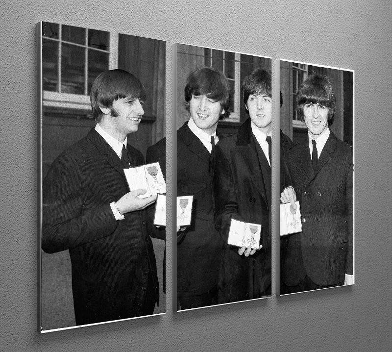 The Beatles show their MBEs 3 Split Panel Canvas Print - Canvas Art Rocks - 2