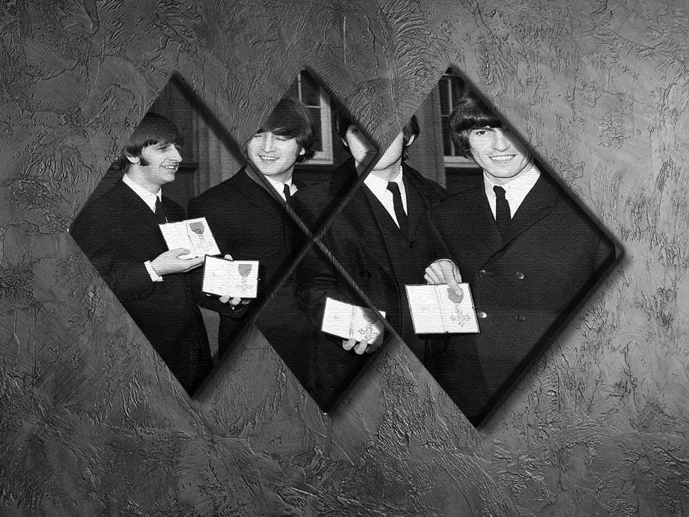 The Beatles show their MBEs 4 Square Multi Panel Canvas - Canvas Art Rocks - 2