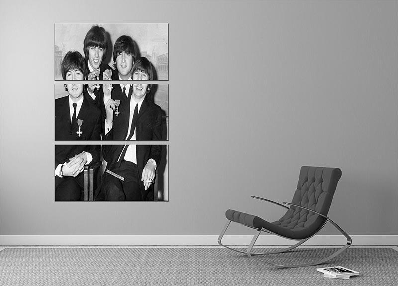 The Beatles sitting with their MBEs 3 Split Panel Canvas Print - Canvas Art Rocks - 2